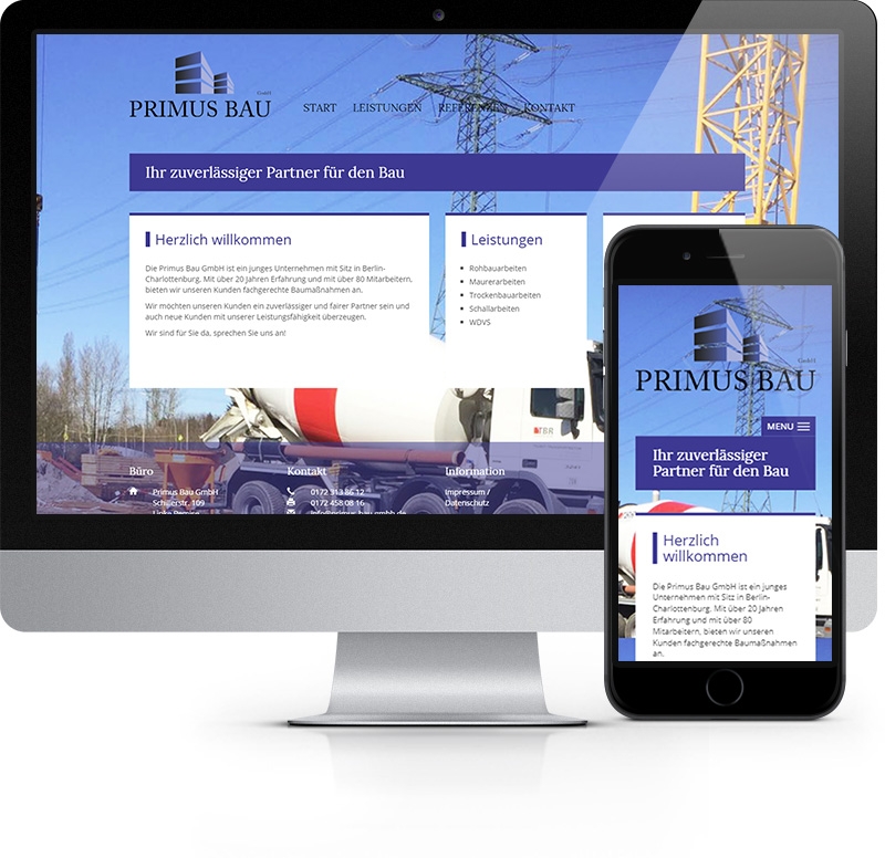 Webdesign-Referenz Primus Bau